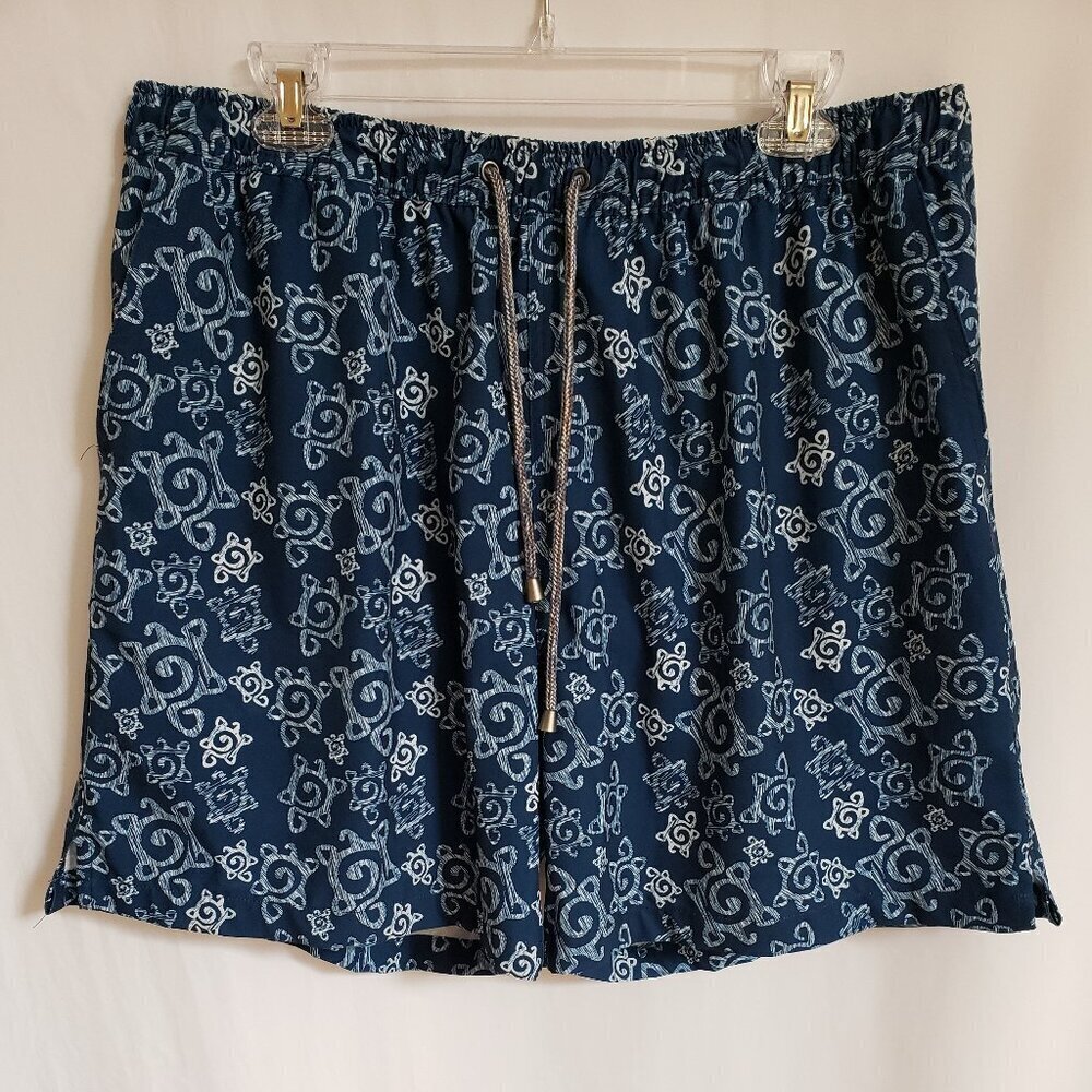 Turtleson - Mens Blue and White Swim Shorts.  Size Large